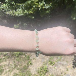 Green stone linked bracelet handmade